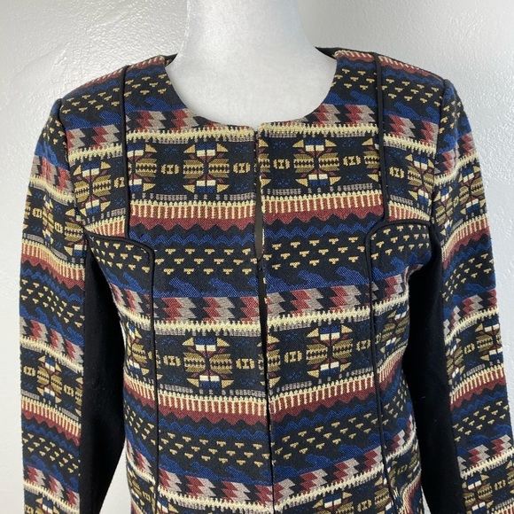 Vila Clothes Aztec Boho Multicolor Aztec SouthWestern Vinali Blazer Jacket Small - Picture 3 of 15